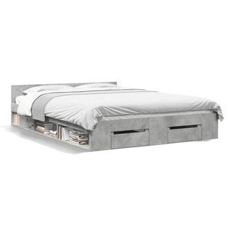 Berkfield Home Bed Frame with Drawers without Mattress Concrete Grey 140x200 cm