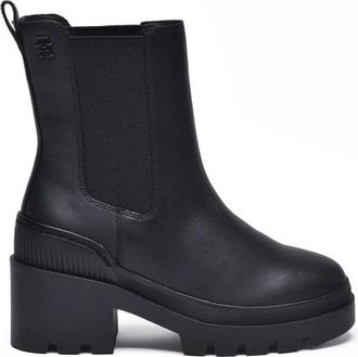 Tommy Hilfiger Black Leather Rubber Sole Men Boot
