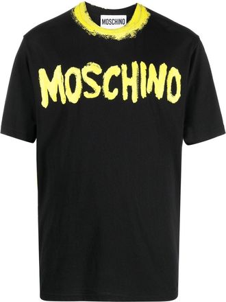 Moschino logo-print organic cotton T-shirt - men - Organic Cotton - 44 - Black