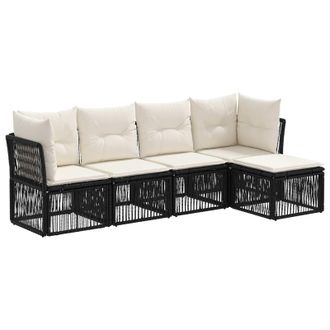 vidaXL Conjunto De Sof&aacute;s De Jard&iacute;n 5 Pcs Negro Rat&aacute;n Sint&eacute;tico Vidaxl