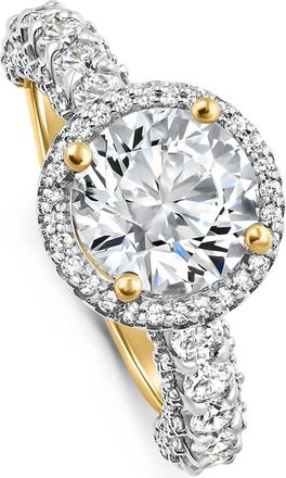 Pompeii3 Certified 4.00Ct Diamond Engagement Ring 14k Gold Lab Grown (2 1/2Ct Center) Size: 7