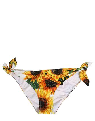Dolce & Gabbana Womens Yellow Nylon Sunflower Bikini Bottom Swimwear Elastane Clothing