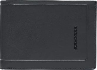 Piquadro Accessoires, Heren, Zwart, ONE Size, Mens leather wallet with flip up ID window, coin, pocket credit card slots and Rfid protection