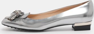 Tod's Tods Silver Leather Fringes Loafers