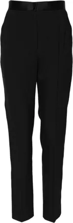 Dolce & Gabbana Womens Black Wool Tapered High Waist Pants Virgin Silk Elastane