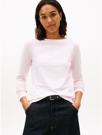 Tommy Hilfiger Womens Lightweight Boatneck T-Shirt - Pink - XXL