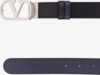 Valentino Garavani Mens Reversible Leather Belt Vlogo Black Calf