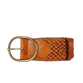 Dragon Diffusion Weave Oval Handgeweven Leren Riem - Dames - Riemen - Bruin - 85 CM - Leer - Accessoires