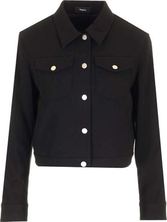 Theory Compact Jersey Jas - Dames - Zomerjassen - Zwart - 3XS - Leer - Jassen