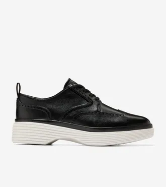 Cole Haan Womens &Oslash;riginal Grand City Platform Wingtip Oxford Shoes - Black Size 5.5