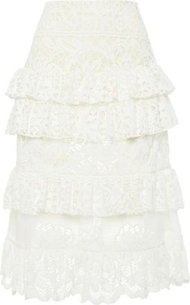 La DoubleJ Footloose Lacey Skirt - Dames - Midirokken - Wit - M - Katoen - Rokken