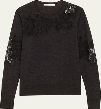 Jason Wu Lace-Inset Merino Wool Sweater