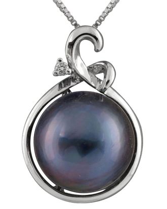Splendid Pearls Silver 10-11Mm Pearl Cz Pendant