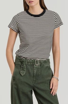 Alex Mill Prospect Stripe Cotton T-Shirt in White/Black at Nordstrom, Size X-Small