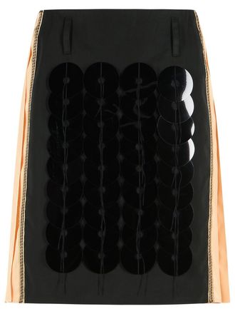 Marni Sequined Raw-Cut Cotton Skirt with Color-Block Panels