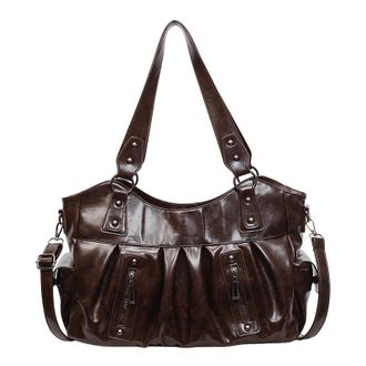 Generic PU Leather Top Handle Satchel Purse Crossbody Pack for Women Travel Work(Coffee) (Coffee)