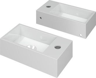 Bernacchini Versus Fontein - 36x18x9cm - wasbak links - 1 kraangat - polystone wit glans