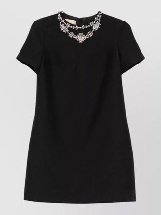 Valentino wool silk blend mini dress crystals