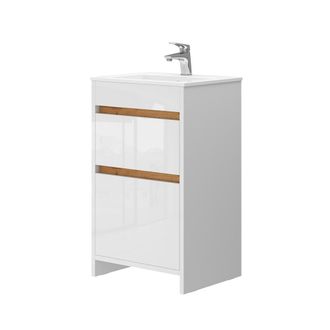Vicco Conjunto De Muebles De Ba&ntilde;o Detmold, Blanco, 2 Partes, Con Lavabo Y 2 Cajones