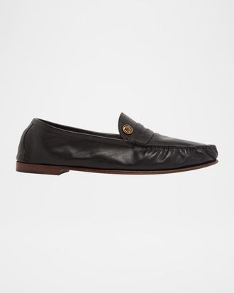 Versace Men & apos;s Medusa Leather Moc-Toe Loafers