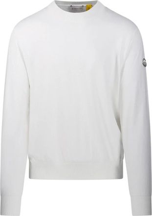 Moncler Round-neck Knitwear, male, White, L, Crew Neck Sweatshirt