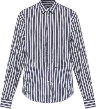 Dsquared2 Crumpled Effect Shirt - Heren - Casual Overhemden - Blauw - L - Overhemden