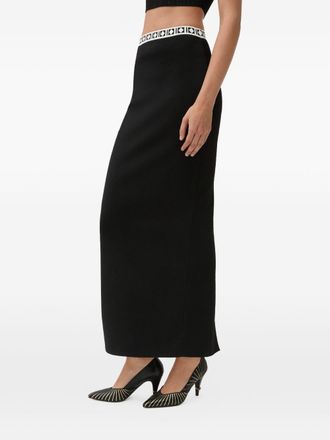 Versace Logo-Embroidered Jacquard Knit Skirt - Black