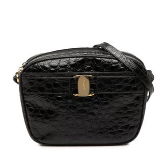 Ferragamo Pre-owned Ferragamo Croc Embossed Leather Vara Crossbody Ladies UBMA6QXAIZ7QQC4J