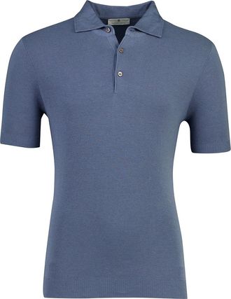 Thomas Maine Korte mouw polo Thomas Maine blauw met boord
