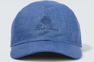Loro Piana Cappello da baseball in canvas di lino con ricamo