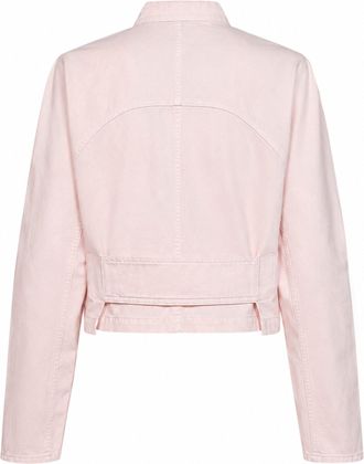 Alaia Womens Jacket Rounded Pink Cotton Denim Bomber