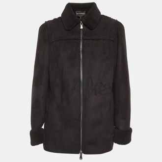Emporio Armani Black Fleece Suede Zip Up Jacket