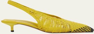 Jacquemus Les Cubisto Woven Leather Slingback Pumps