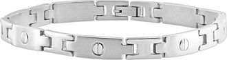 Pompeii3 Mens Steel Single Tone 7mm Screwed Long Link Flexible 8.5 Bracelet