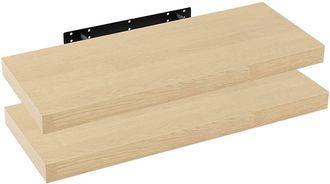 Woltu Woltu 2 Pz Mensola Da Muro Scaffale Sospeso A Parete Libreria Legno E Metallo Rovere Giallo