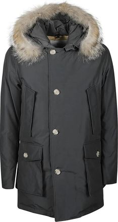 Woolrich Afneembare Bont Parka - Heren - Parka Jassen - Grijs - S - Katoen - Jassen