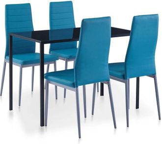 vidaXL Conjunto de mesa y sillas de comedor 5 piezas azul Vidaxl