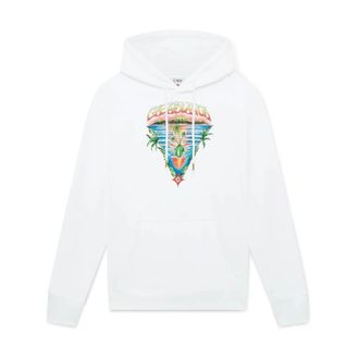 Casablanca Paradise Graphic Hoodie - Heren - Hoodies - Wit - M - Katoen - Hoodies & sweatvesten