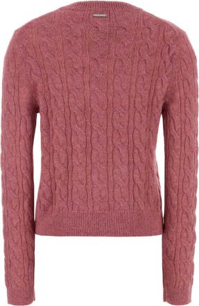 Michael Kors Womens Cable Sweater Pink Baby Alpaca Polyamide