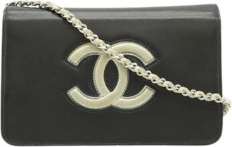 Chanel Pre-owned Chain/Shoulder Wallet - Dames - Vintage Schoudertas - Zwart - ONE Size - Leer - Vintage