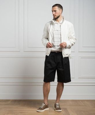 Brunello Cucinelli Mens Black Tailored Cotton Shorts