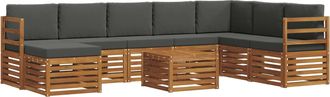 vidaXL Conjunto De Sof&aacute;s De Exterior 9 Uds. Natural Y Antracita Vidaxl