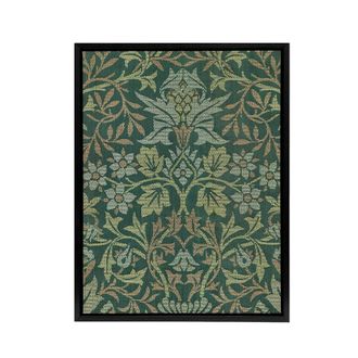 Artery8 Flower Garden Textile Detail Framed Canvas Wall Art Print William Morris in Green | Size: W24 x H32