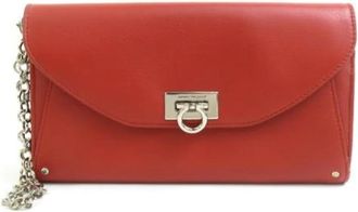 Ferragamo Pre-owned Leather Clutch - Dames - Vintage Clutch - Rood - ONE Size - Leer - Vintage