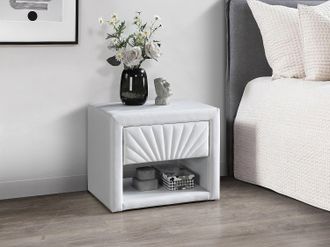 Vente-Unique Comodino 1 cassetto e 1 nicchia Similpelle Bianco - ULAMI