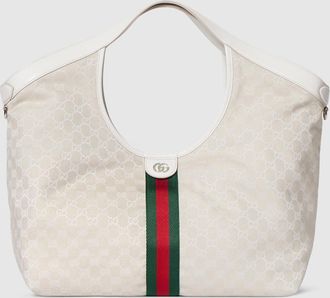 Gucci Giglio Large Tote Bag, White, GG Canvas