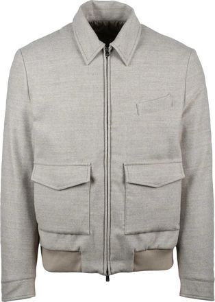 LUIGI BORRELLI NAPOLI Beige Virgin Wool Aviator Jacket