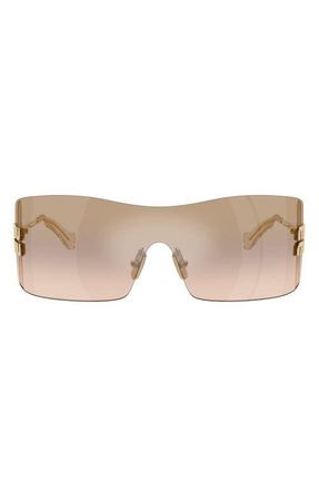 Miu Miu 144mm Oversize Shield Sunglasses in Gold /Brown Mirror Bronze at Nordstrom