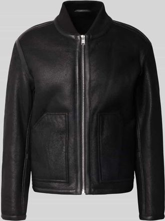 HUGO BOSS Regular Fit Lederjacke aus echtem Lammfell Modell MAFERO in Black, Größe 48