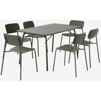 Sweeek Set tavolo da giardino pieghevole in metallo con 6 sedie